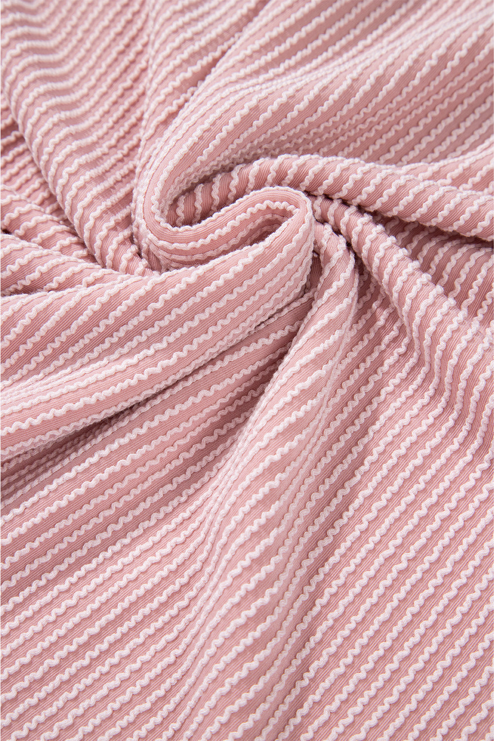 Pink Color Block Patchwork Corded Knit Loose Fit Hooded Blouse