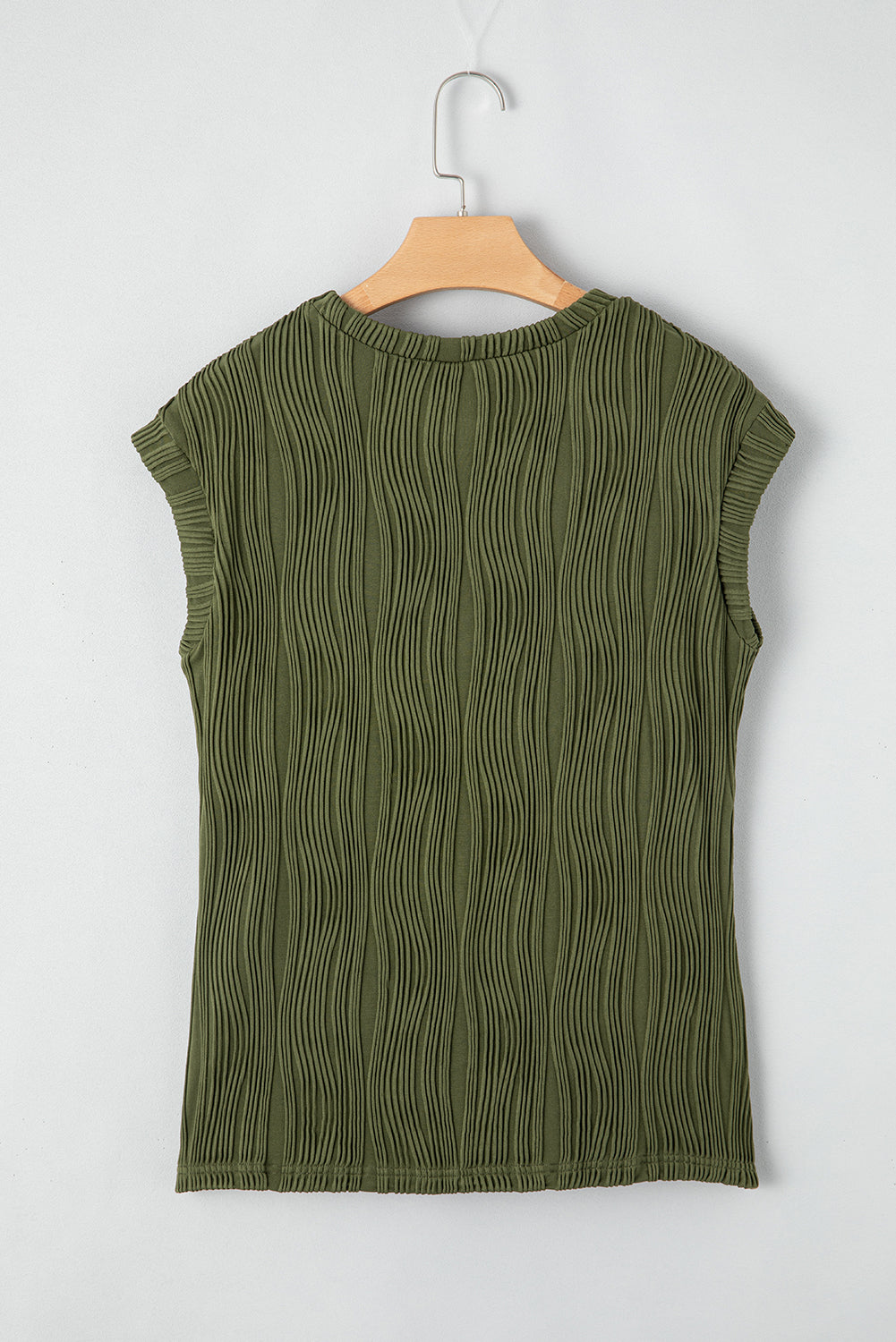 Black Wavy Texture Cap Sleeve Top | Dia&Popo