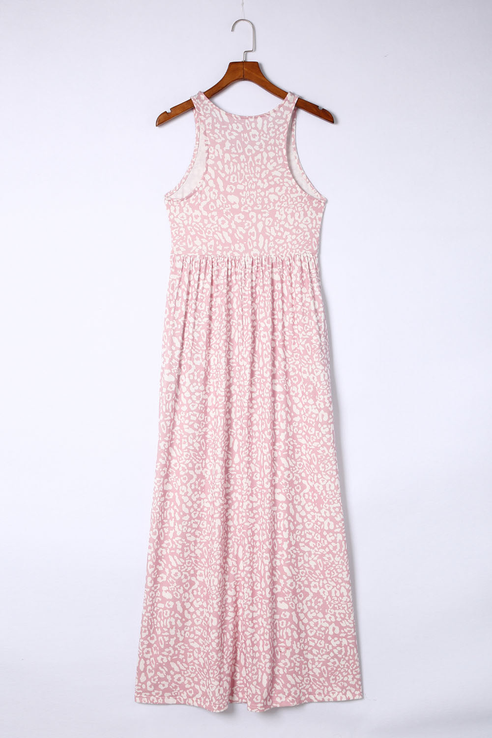 Rose Leopard Print Pocketed Sleeveless Maxi Dress
