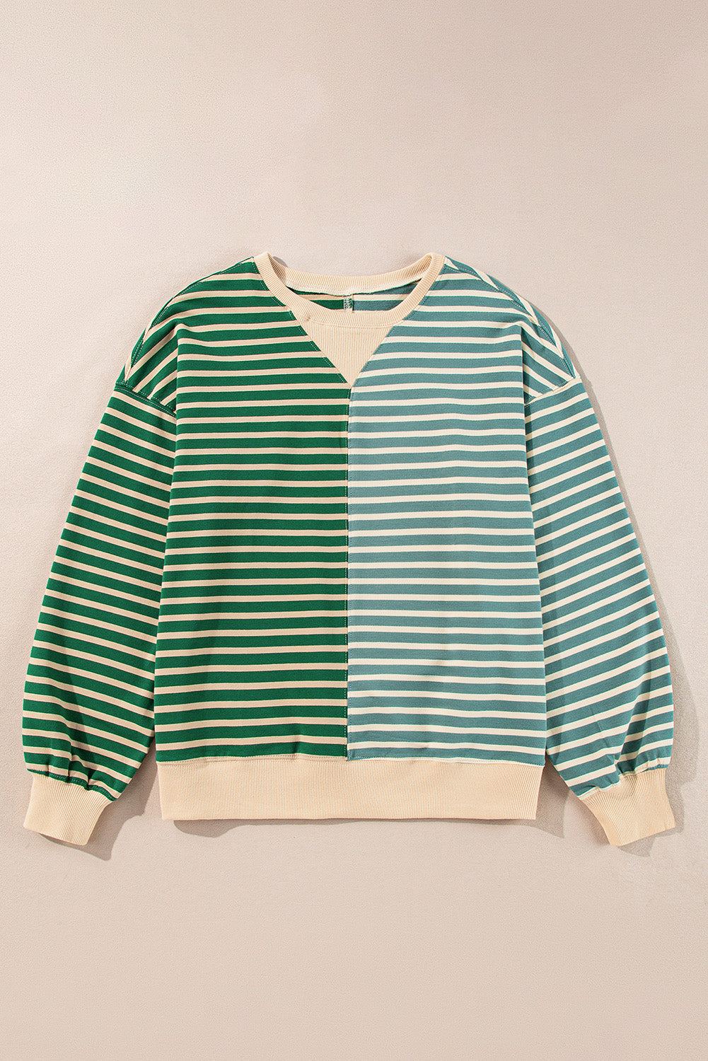 Casual Stripe Colorblock Drop Shoulder Oversize Sweatshirt