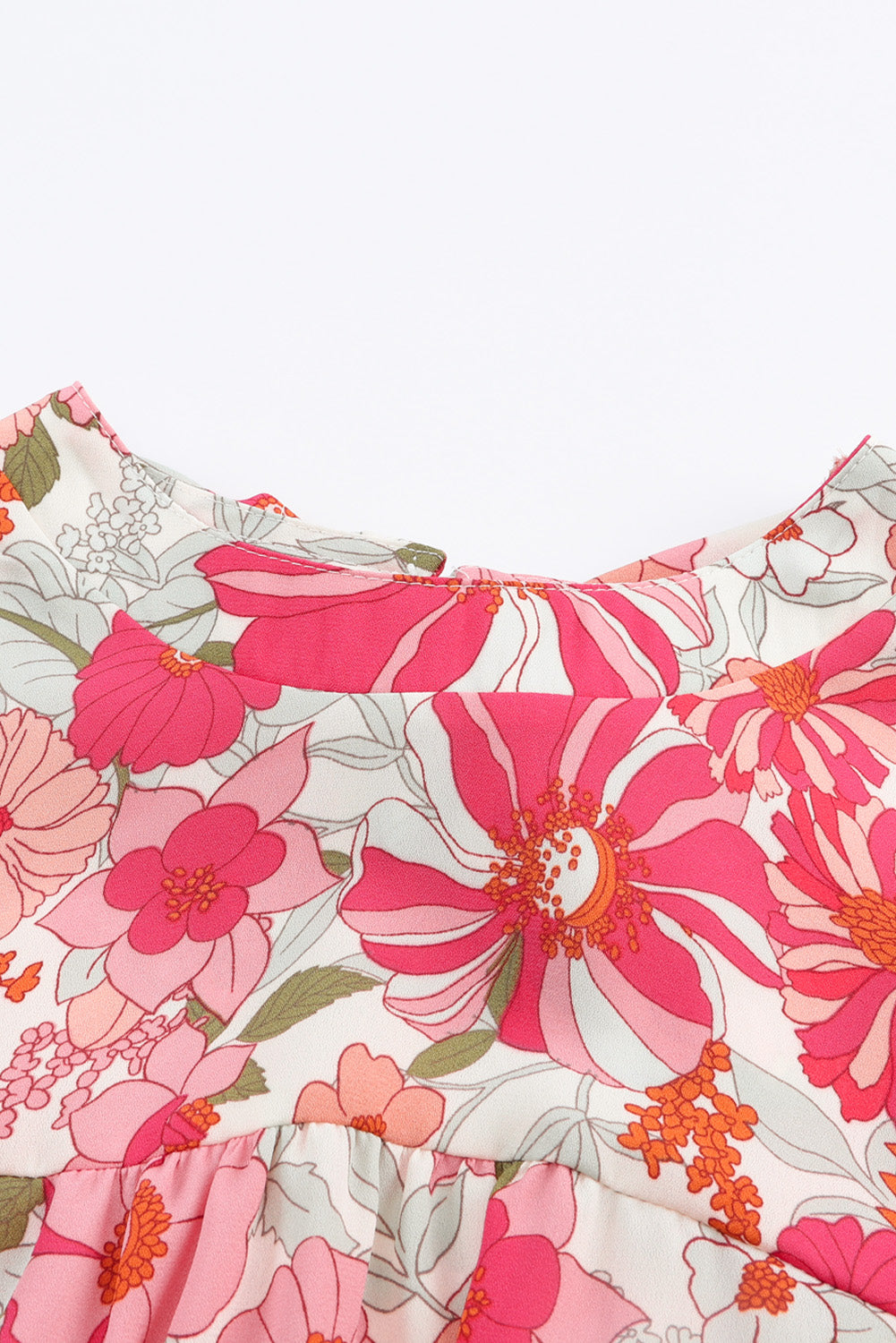 Purple Boho Flower Print Puff Short Sleeve Top