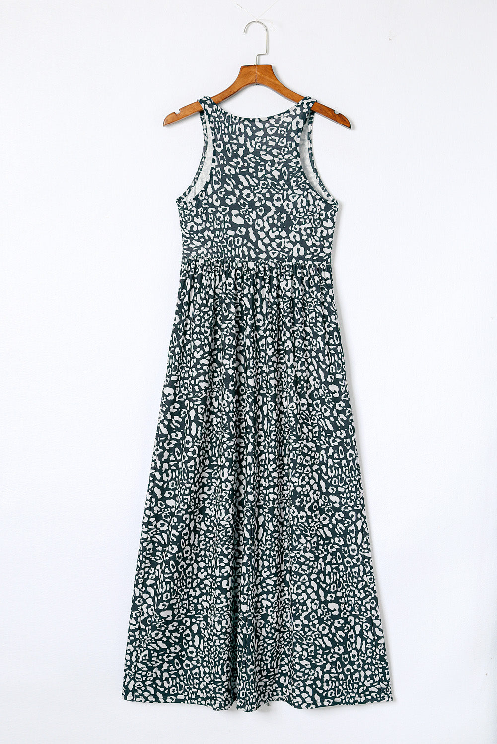 Rose Leopard Print Pocketed Sleeveless Maxi Dress