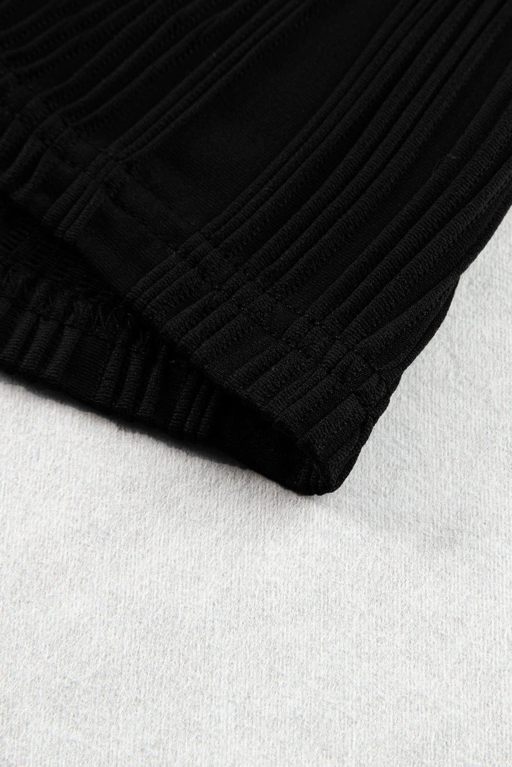 Black Wavy Texture Cap Sleeve Top | Dia&Popo