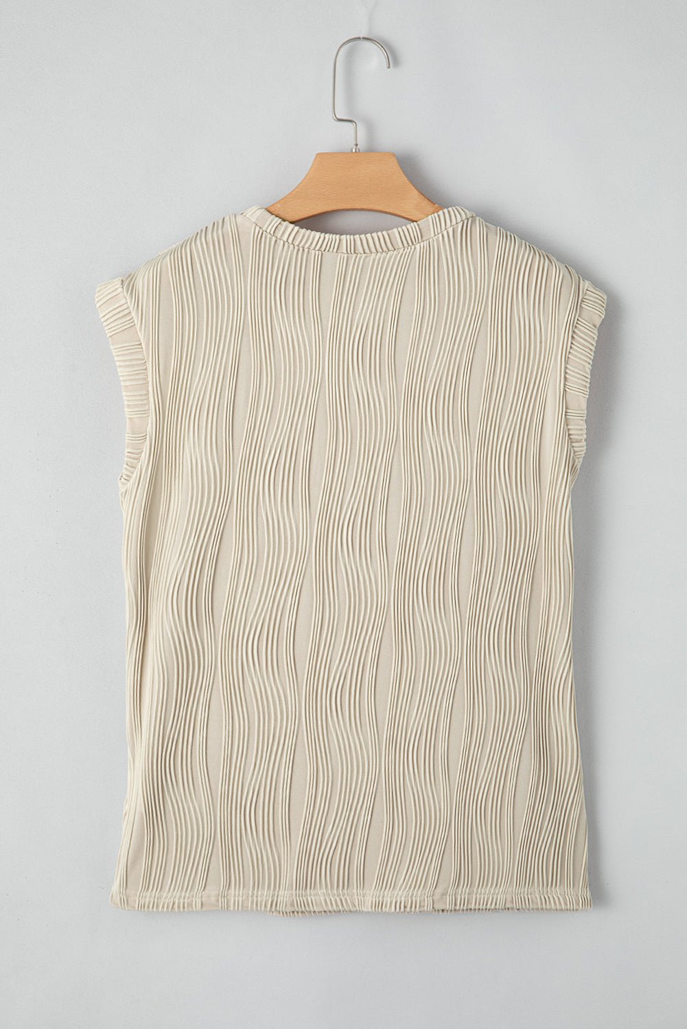 Black Wavy Texture Cap Sleeve Top | Dia&Popo