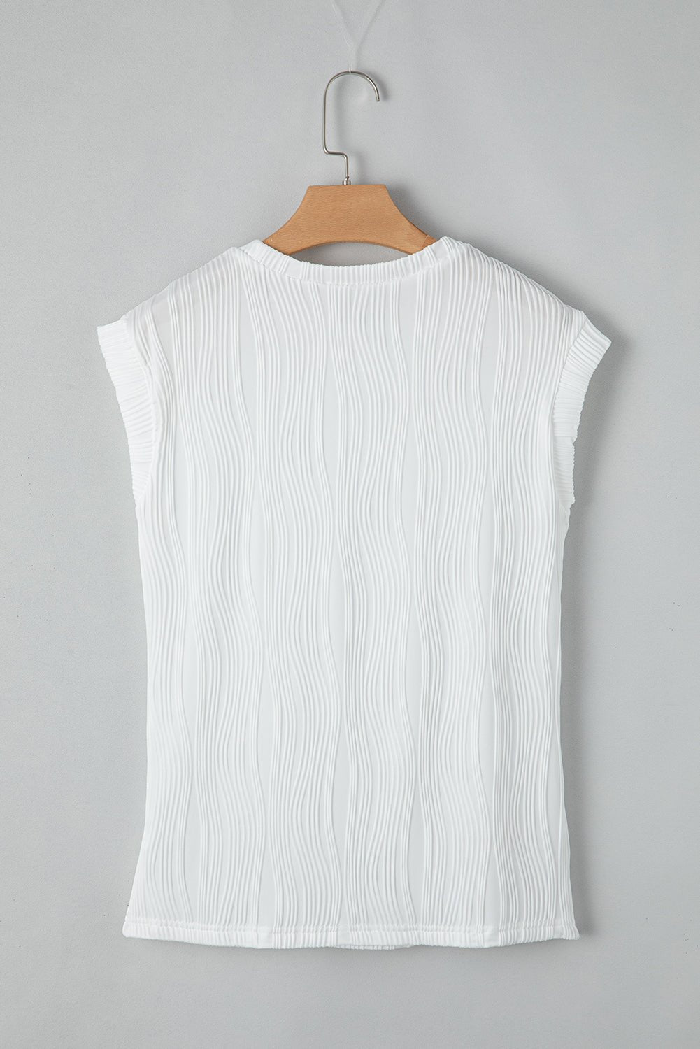 Black Wavy Texture Cap Sleeve Top | Dia&Popo