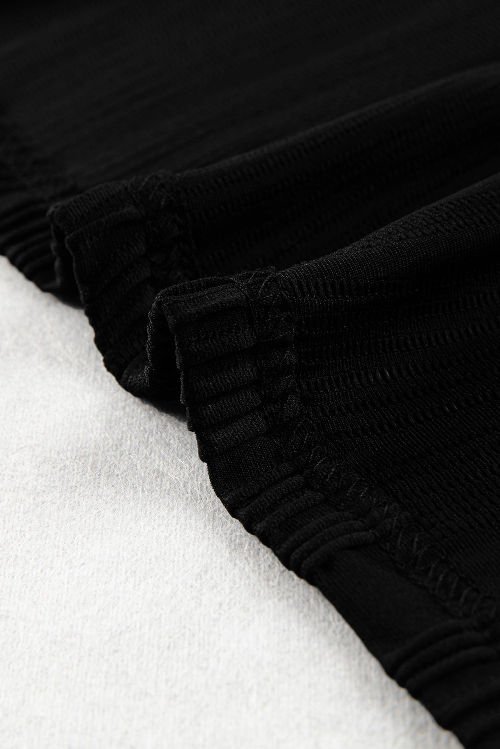 Black Wavy Texture Cap Sleeve Top | Dia&Popo