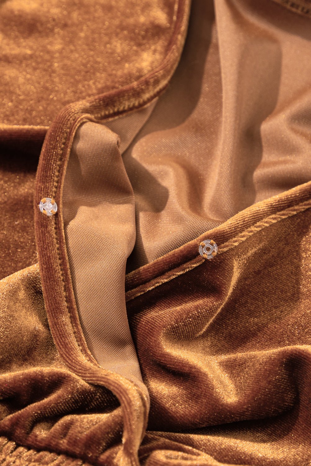 Camel Wrap V Neck Smocked High Waist Velvet Midi Dress | Dia&Popo