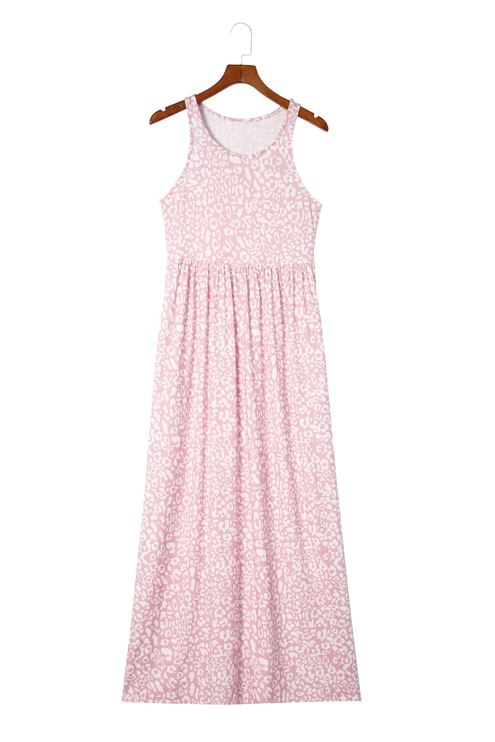 Rose Leopard Print Pocketed Sleeveless Maxi Dress