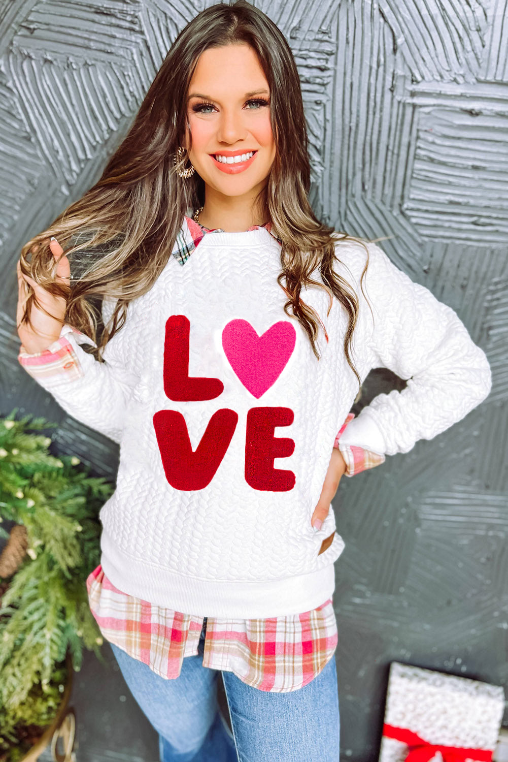 White Merry And Bright Cable Knit Pullover Sweatshirt