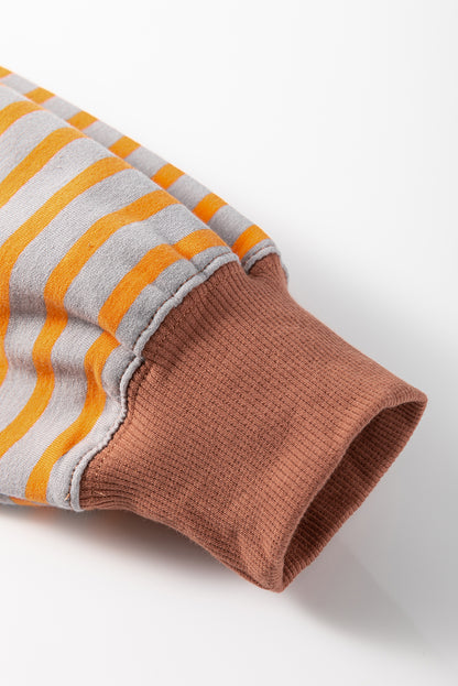Casual Stripe Colorblock Drop Shoulder Oversize Sweatshirt