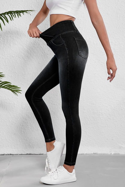 Black Arched Waist Stretchy Slim Fit Jeggings