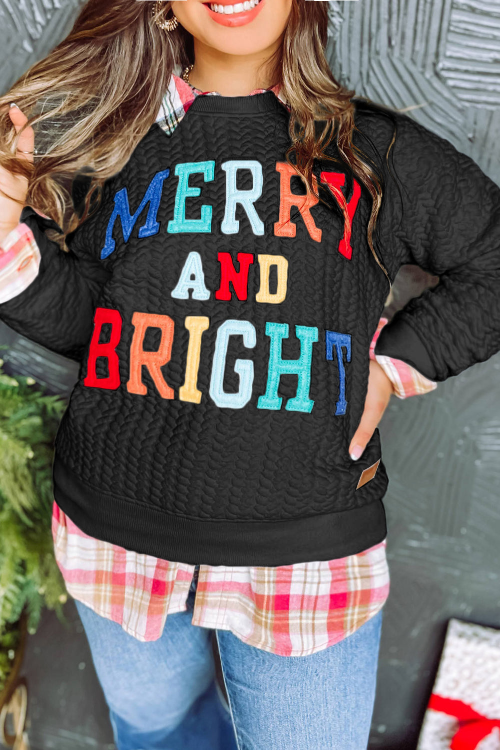 White Merry And Bright Cable Knit Pullover Sweatshirt