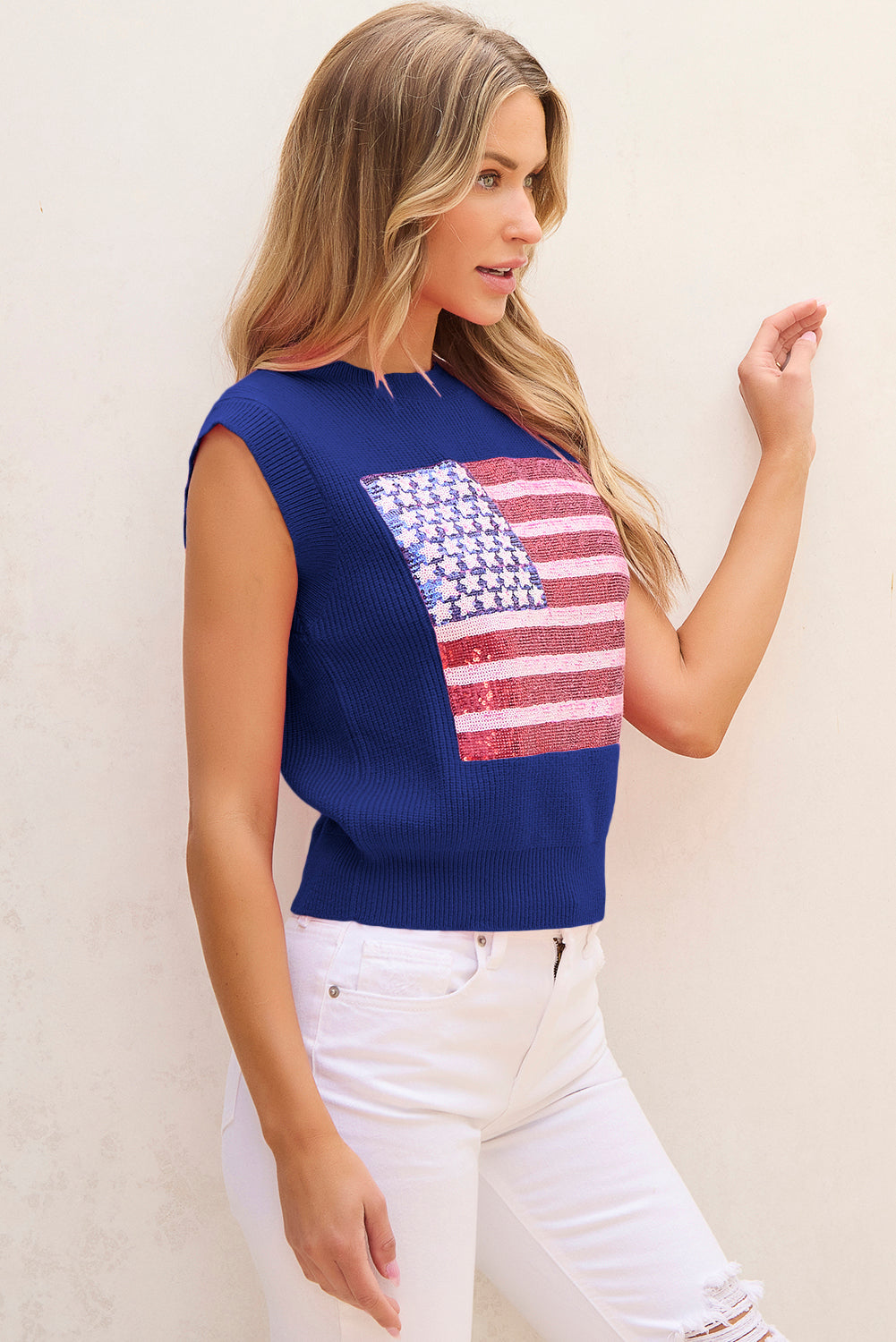 Bonbon Sparkling American Flag Knitted Vest