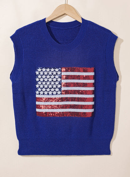 Bonbon Sparkling American Flag Knitted Vest