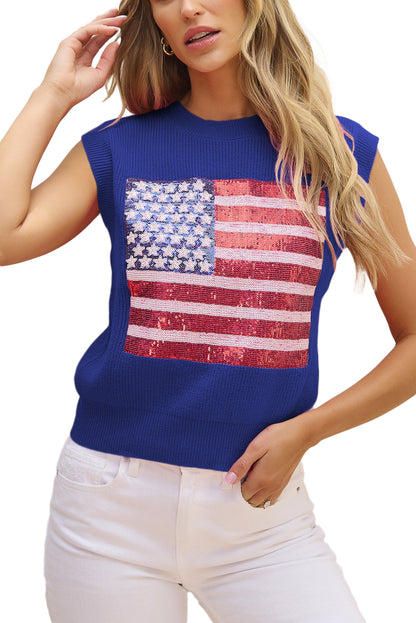 Bonbon Sparkling American Flag Knitted Vest