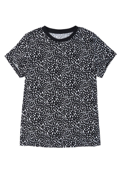 Apricot Cheetah Print O-neck Short Sleeve T Shirt | Dia&Popo