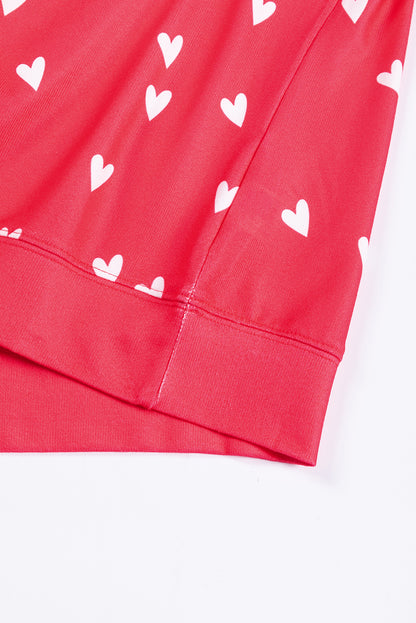 Fiery Red Valentines Heart Print Pants Set