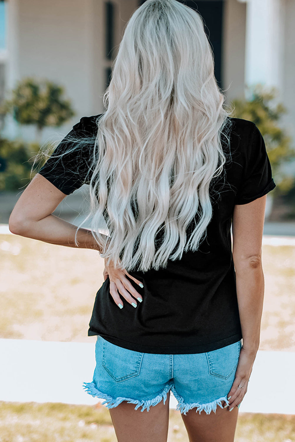 Black Sequined Crayfish Round Neck Graphic Tee