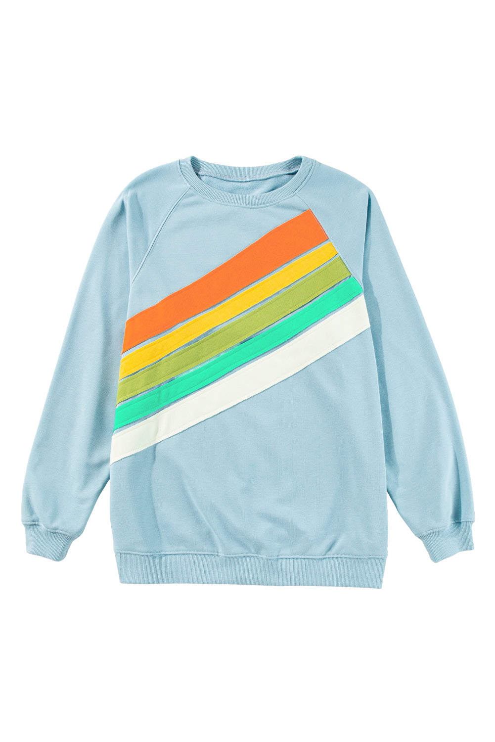 Apricot Rainbow Colorblock Striped Pullover Sweatshirt