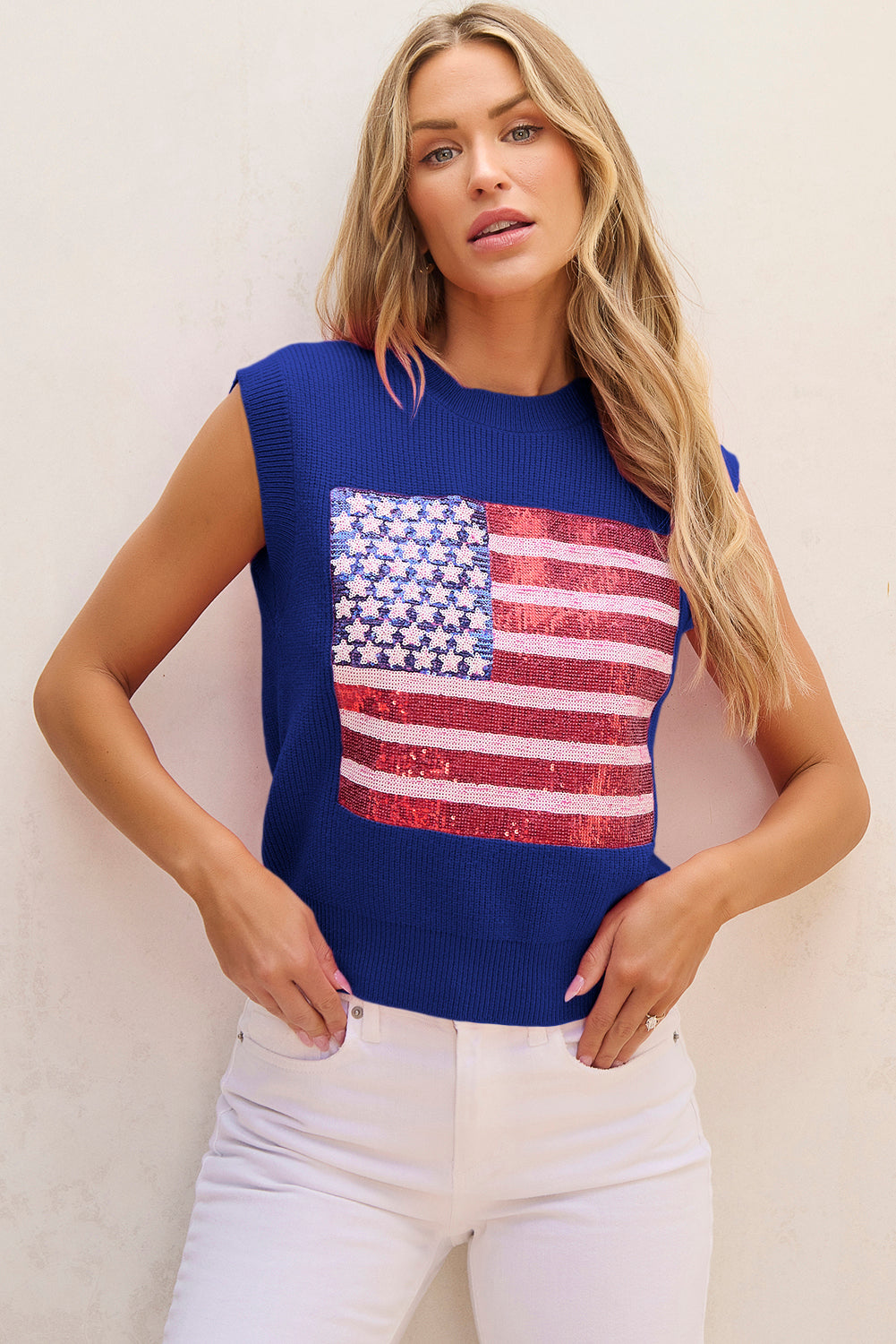 Bonbon Sparkling American Flag Knitted Vest