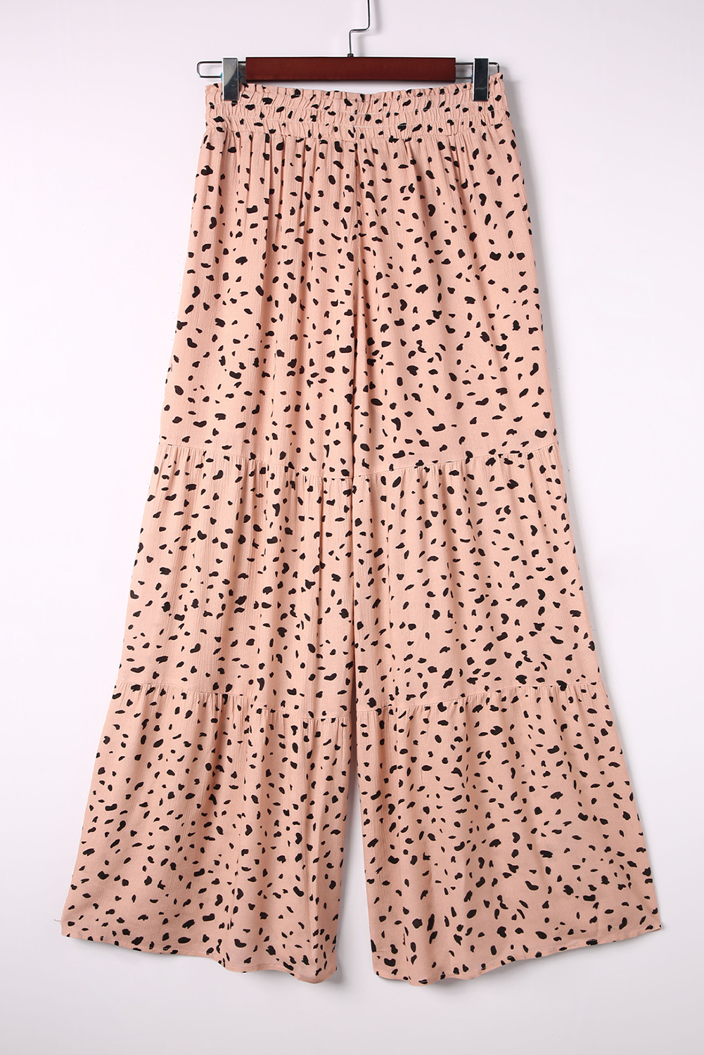 Brown Ruffle Wide Leg Dalmatian Palazzo Pants