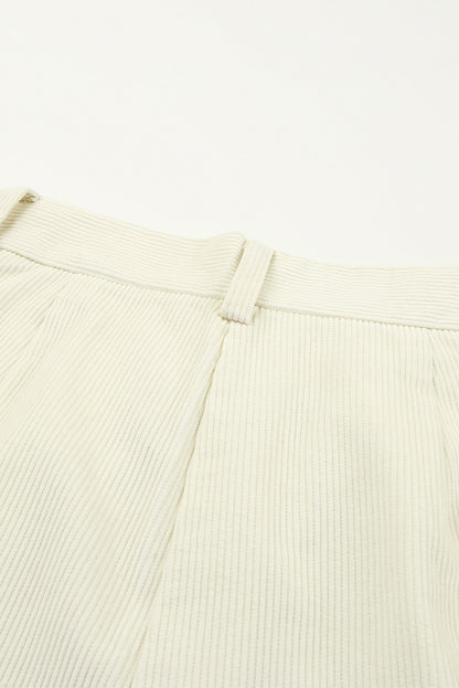 Gray Corduroy High Waist Straight Leg Pants