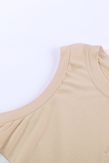 Apricot Crew Neck Colorblock Tank Top | Dia&Popo