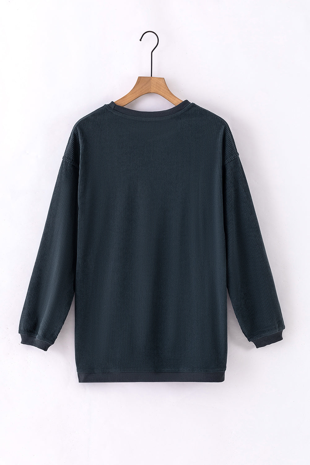 Dark Blue Ribbed Corduroy Oversized Sweatshirt