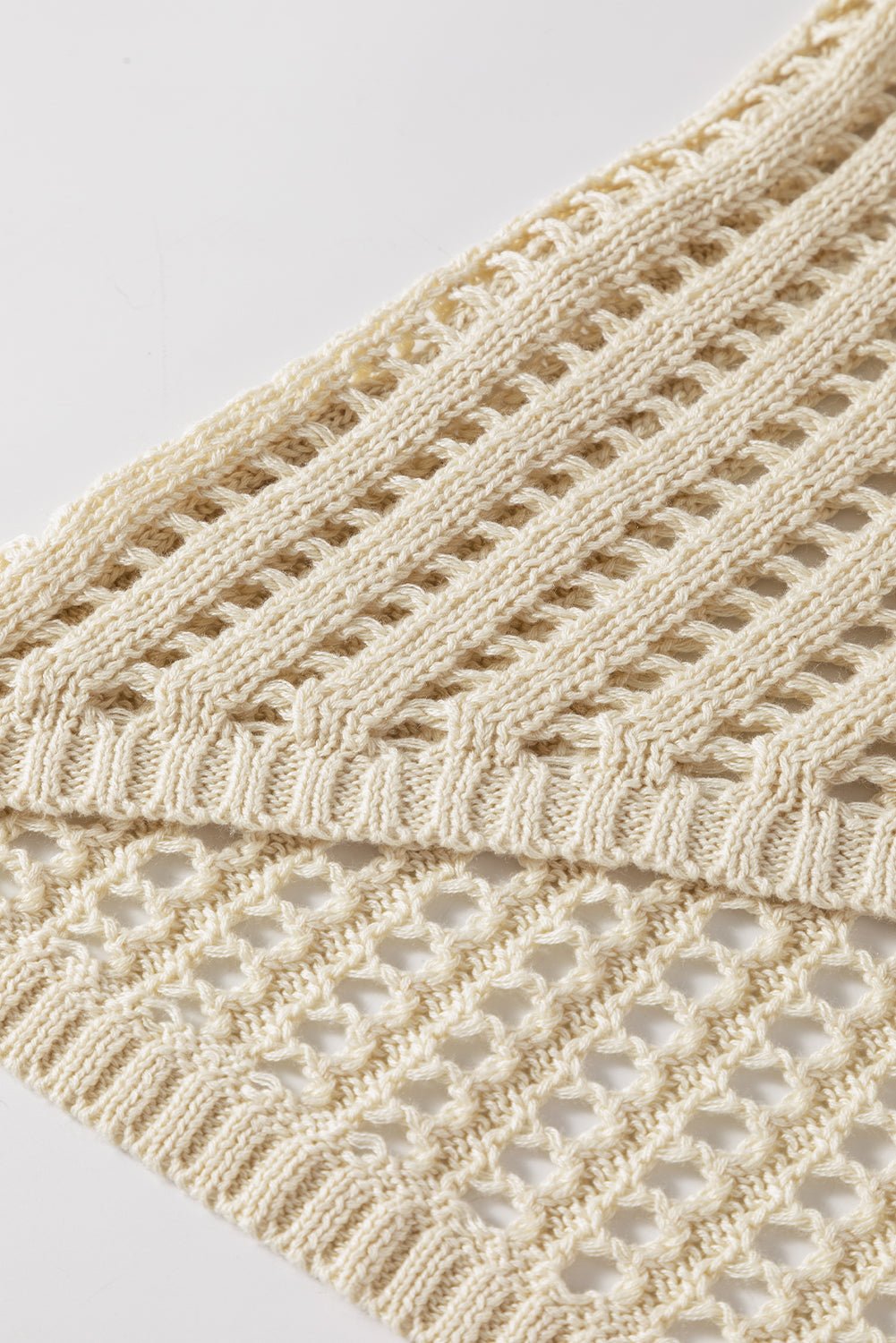 Beige Pointelle Detail Solid Color Knit Sweater Vest | Dia&Popo