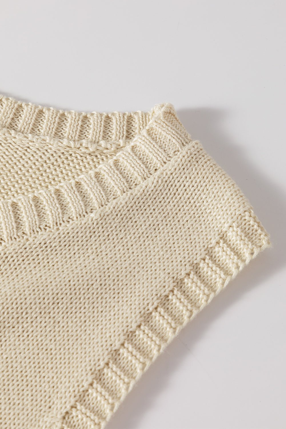 Beige Pointelle Detail Solid Color Knit Sweater Vest | Dia&Popo