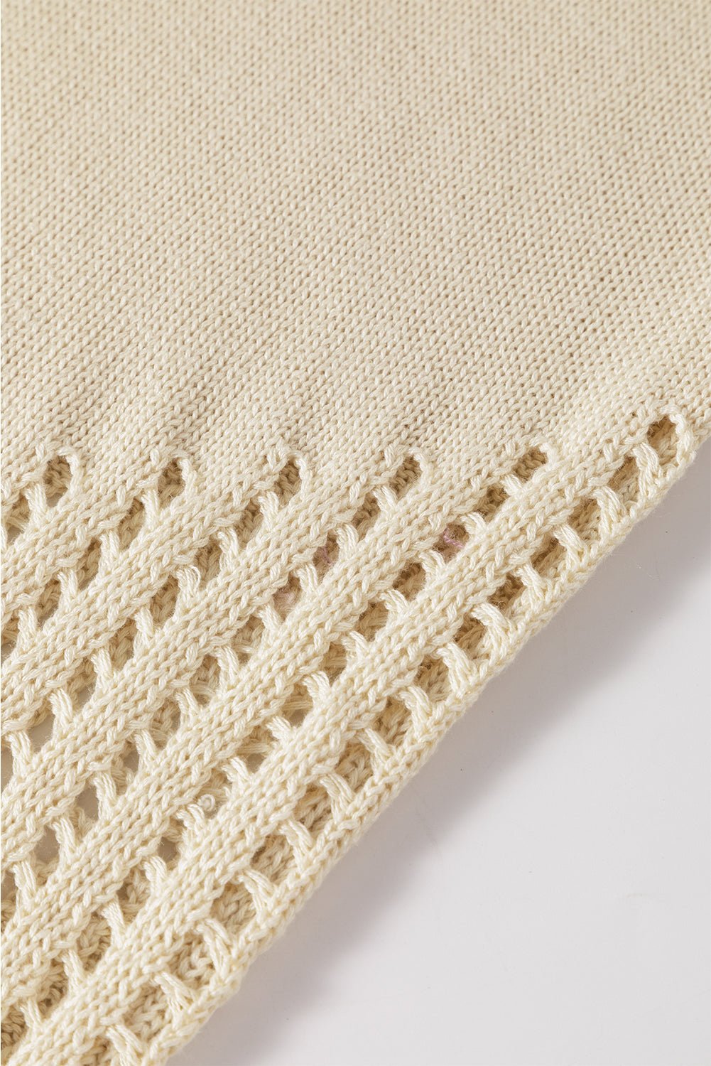 Beige Pointelle Detail Solid Color Knit Sweater Vest | Dia&Popo