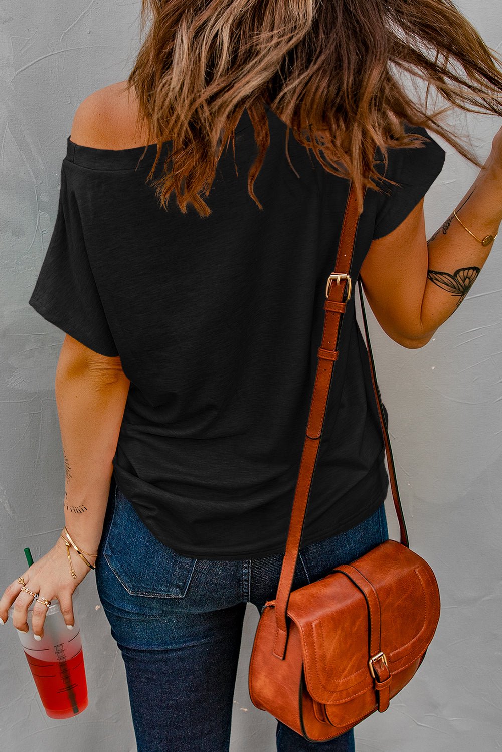 Black Pocketed Tee with Side Slits | Dia&Popo