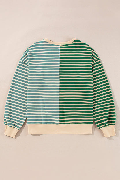 Casual Stripe Colorblock Drop Shoulder Oversize Sweatshirt