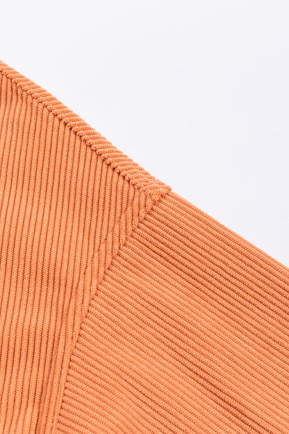 Orange Ribbed Corduroy Oversized Sweatshirt