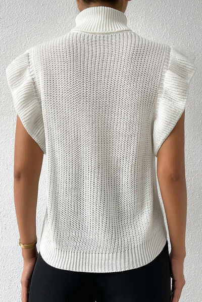 Cable-Knit Turtleneck Cap Sleeve Sweater | Dia&Popo