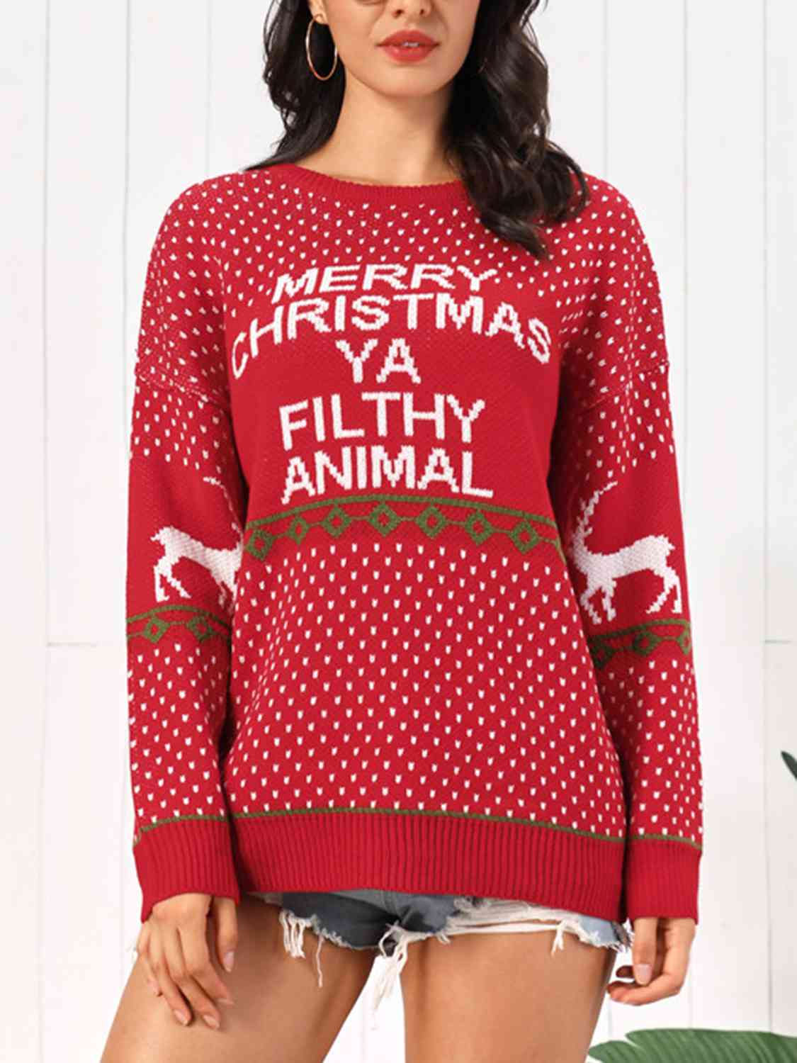 Christmas Element Round Neck Sweater -Sweater Pullover- Dia&Popo